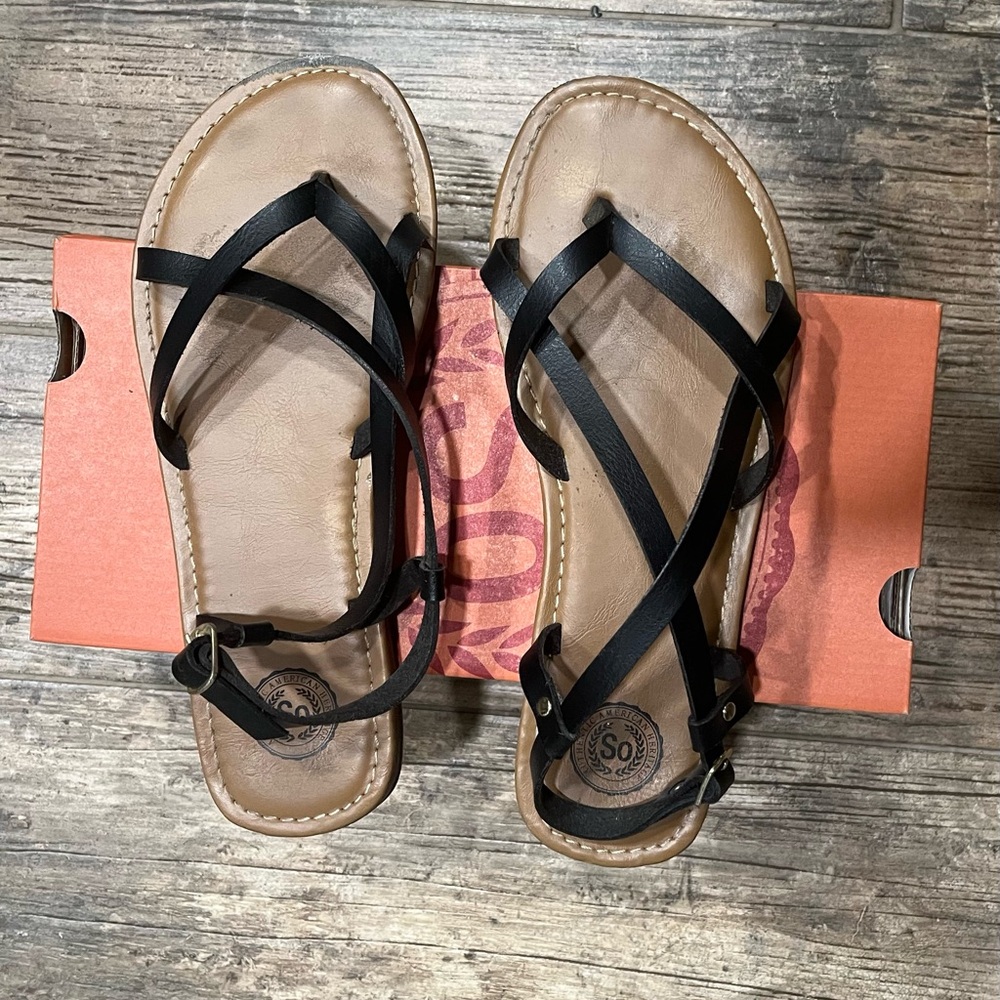 SO Kayak Black Strappy Sandals